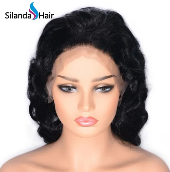 #1B Body Wave Brazilian Remy Human Hair Lace Front Wigs 16 Inch