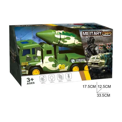 Shantou Toys Electric Light Music Friction Car Plastic Military Truck Toy Vehicle
