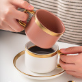 Luxury Gold Rim Coffee Cup Set Ceramic Tea Cup Coffee Mug and Saucer Porcelain Cappucinno Latte Cup