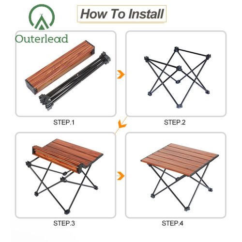 Outerlead Folding Lightweight Wood Grain Mini Camping Table