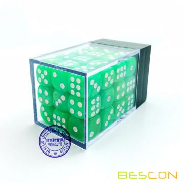 Bescon 12mm 6-seitige Würfel 36 in Ziegelbox, 12mm Sechsseitige Würfel (36) Würfelblock, Marmor Gras