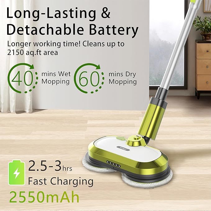 Efficient Cordless Electric Mop with Long Battery Life