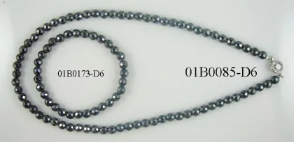 6MM Hematite Facet Round Beads Jewelry Set