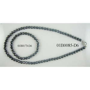 6MM Hematite Facet Round Beads Jewelry Set