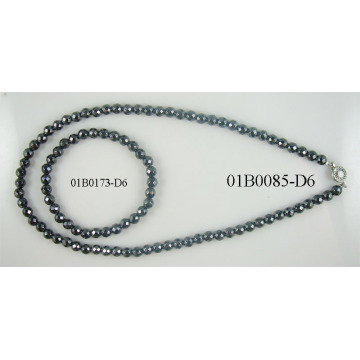 6MM Hematite Facet Round Beads Jewelry Set