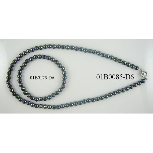 6MM Hematite Facet Round Beads Jewelry Set