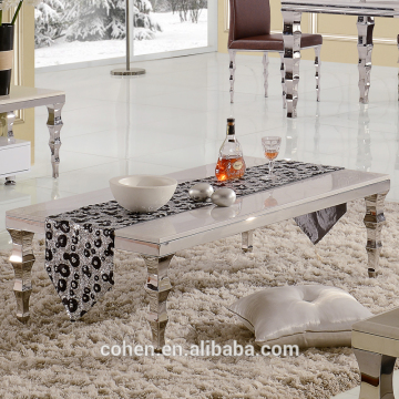 competitive price center coffee table with white marble top stainless steel legs