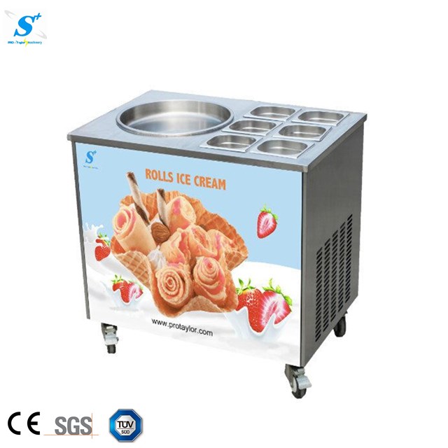Pro-Taylor Topping Pans Thai Fried Ice Cream Rolls Machine