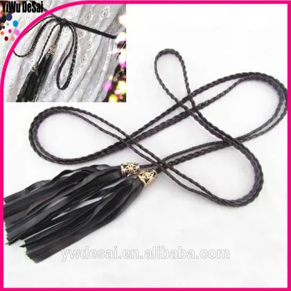 Knitting women's fashion belt, handmade joker PU tassels belt