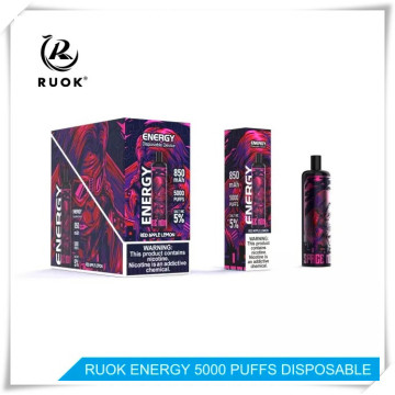 Ruok Energyは5000 Puffs使い捨ての蒸気を打った