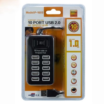 MOTORE DI ESTENSIONE USB 2.0 USB 2.0 di fabbrica all'ingrosso con interruttore - connettore del dispositivo porta a 10 porta
