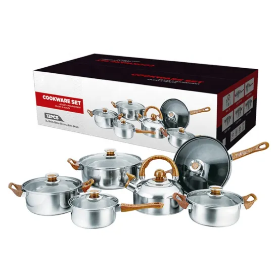 Professional 12-Piece Kitchen Cooking Pots and Pans Set: Nonstick Fry Pan & Stainless Steel Cookware Collection