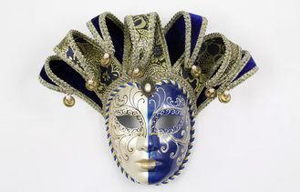 Blue Glitter Venetian Jester Mask Hand Made For Mens Mardi