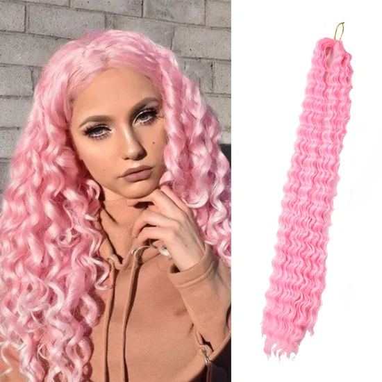 Water Wave Hair 32 inches Long Corn Curly Pink Purple Blonde Braids Hair Deep Wavy Crochet Braiding Synthetic Hair Extensions