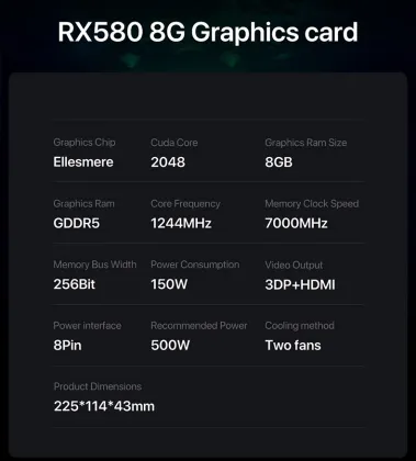 Hot Selling AMD Radeon RX 580 8GB Dual Fan Video Card: A High-Performance Gaming Graphics Card