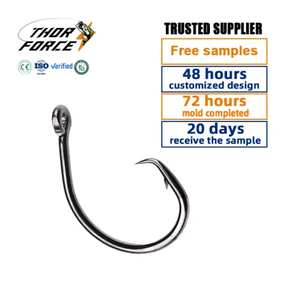 THORFORCE New Arrival Wholesale Heavy Wire Black Nickel Inline Circle Hooks for Catfish