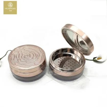 Empty rose Loose powder packing box with puff