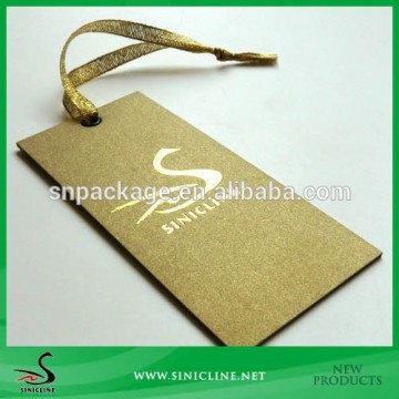 Sinicline Stamped Logo Gold Cardboard Hang Tag with Ribbon for Apparel