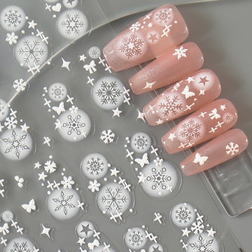 2024 Snowflake Nail Art Stickers 5D Embossed Christmas Winter Design