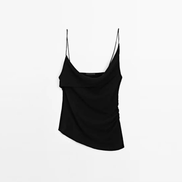 Collaro asimmetrico femminile Top di cotone puro al 100%