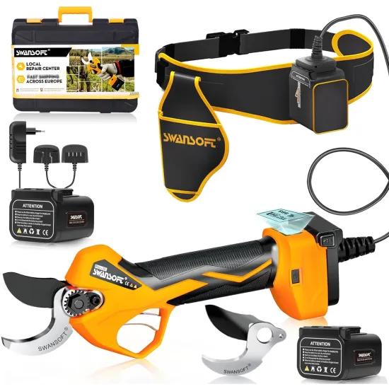 Swansoft PRU-36 Cordless Electric Pruning Shears - Professional 36mm Electric Pruners with Anti-Cut and Progressive Cut Function