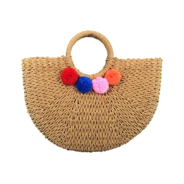 2021 summer beach straw half circle lady bag