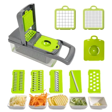 12-in-1 Multifunctional Kitchen Tool: Potato Cutter, Dicer, Garlic Chopper, and Vegetable Slicer with Container