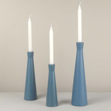 CUSTOM DESIGNED DARK TEAL BLUE CERAMIC TAPE STICK CANDLE HOLDER: Unique Handcrafted Decorative Item