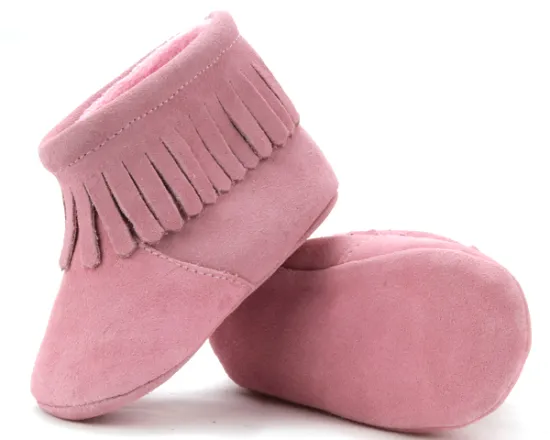 Wholesale Soft Sole Baby Leather Shoes Pink Moccasins Baby Boots