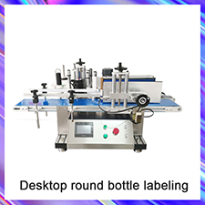 Desktop Semi automatic round bottle labeling machine for Jars Cans Paper Tube Wine Glass Cup PET product Sticker labeling