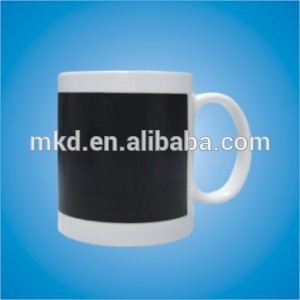 MEIKEDA 11OZ White mug with Black decal color changing Mug for Heat Transfer Print