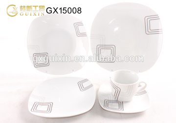 GUIXIN 18-piece Ceramic Tea set with Plate, Service for 6, Blossom, Black Square Line