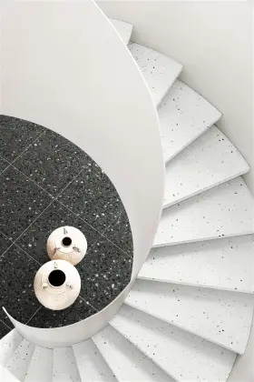 White Terrazzo Stone Indoor Home Decor Stair Step Tile Treads