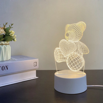 Cute Customized Teddy Bear Pattern 3D Illusion Lamp for Anniversaries and Holidays