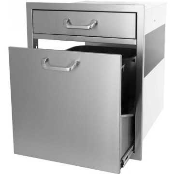 Outdoor Kitchen Waterproof Easily Cleaned Stainless Steel Work Table Drawer Dustbin