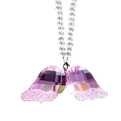 Crystal Angel Wings Car Pendant with Beaded Chain
