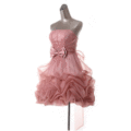 Cocktail dresses untuk prom, organza, pink