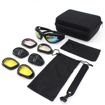 Outdoor C5 Tactical Polarized Sport Sunglasses with Four Lenses and Windproof Design
