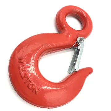 High Quality US Type Drop-Forged Carbon Steel Eye Hoist Hook With Integrated Latch