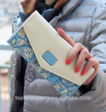 Fashion Cute PU Leather Flower Printed Purse For Girl Woman Wholesale