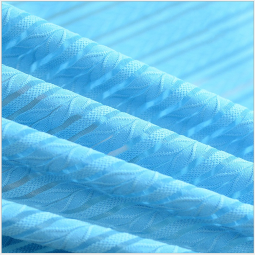 Lake Blue Mesh Striped Knitted Jacquard Fabrics