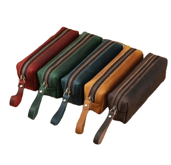 Luxury Leather Hand Bag Pencil Case for Office Supplies
