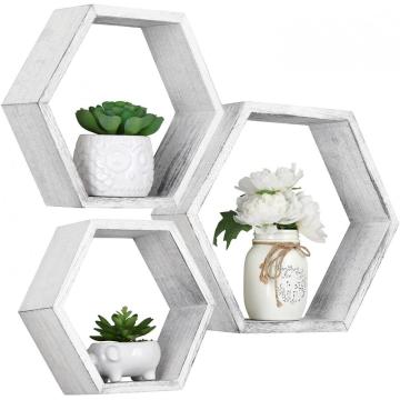 Hexagonal Floating Shelves Wall Mounted Set