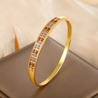 Jewelry Double Row Colorful Artificial Gemstone Bracelet