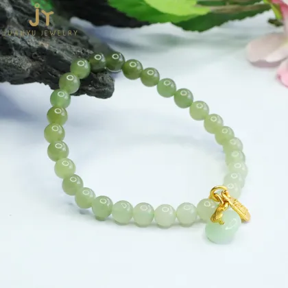 Wholesale High-Quality Hetian Jade Pearl Fengshui Crystal Beaded Bracelets for Women in Chinese Style