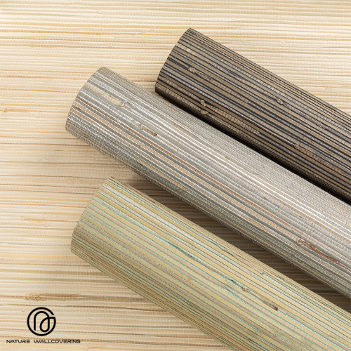 Revêtement mural en papyrus multicolore tissé à la main, design naturel