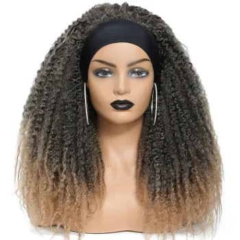 Afro Kinky Marley Twist Wig Black Ombre Brown Marley Braids Headband Wig Synthetic Braiding Hair Wig