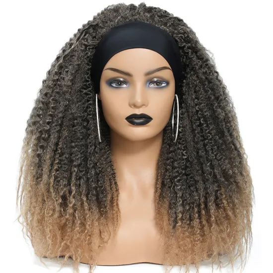 Afro Kinky Marley Twist Wig Black Ombre Brown Marley Braids Headband Wig Synthetic Braiding Hair Wig