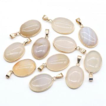 보석 목걸이 18x25mm 제작을위한 타원형 회색 마노 펜던트