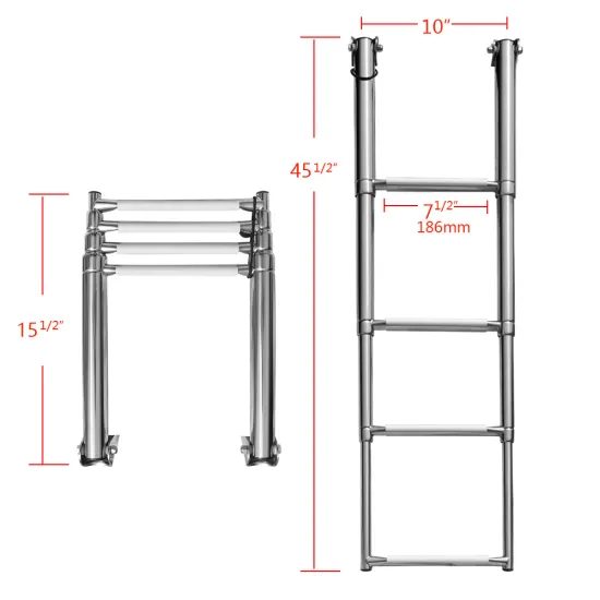 Wholesale Telescoping Stainless Steel 4 Step Folding Boat Ladder